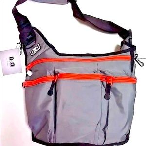 NWT Diaper Dude Charcoal Diaper Messenger  Bag with Orange Zippers